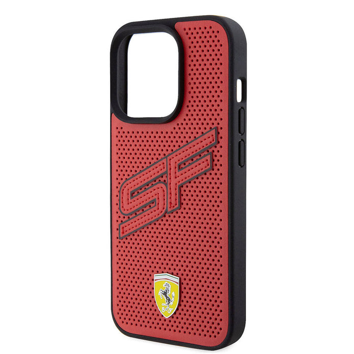 Ferrari iPhone 15 Pro Büyük SF Yazılı Delikli Dikişli PU Kılıf – Fotoğraf 13