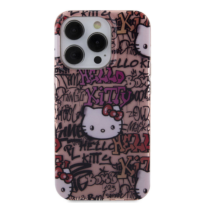 Hello Kitty iPhone 15 Pro Etiket Graffiti Kılıf – Fotoğraf 3