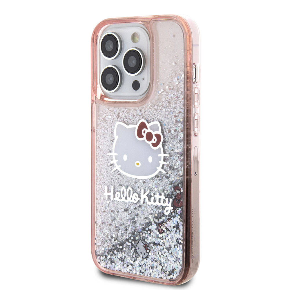 Hello Kitty iPhone 15 Pro Sıvılı Glitter Kılıf – Fotoğraf 2