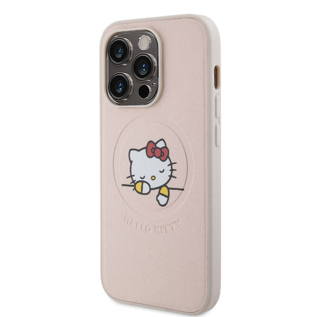 Hello Kitty iPhone 15 Pro Uyuyan Kitty Deri MagSafe Uyumlu Kılıf – Fotoğraf 2