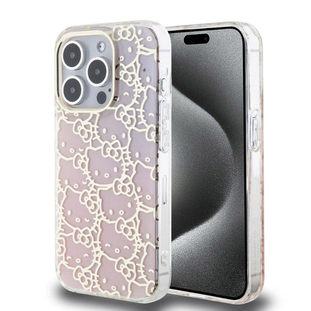 Hello Kitty iPhone 15 Pro Renk Geçişli Elektroplating Kitty Head Kılıf – Fotoğraf 1