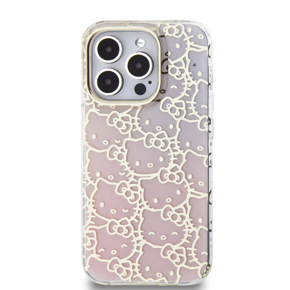 Hello Kitty iPhone 15 Pro Renk Geçişli Elektroplating Kitty Head Kılıf – Fotoğraf 3