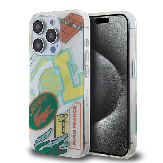 Lacoste iPhone 15 Pro Yama Desenli Çift Katmanlı MagSafe Uyumlu Kılıf – Fotoğraf 19