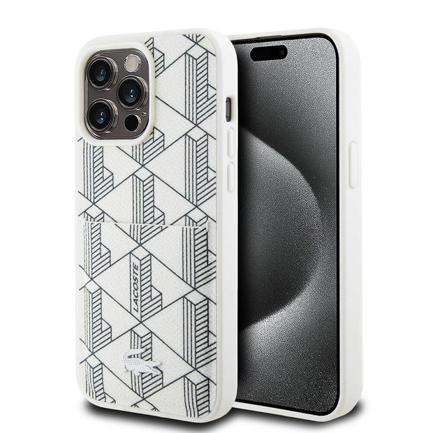 Lacoste iPhone 15 Pro Karışık Monogram Kartlıklı PU Deri MagSafe Uyumlu Kılıf – Fotoğraf 7