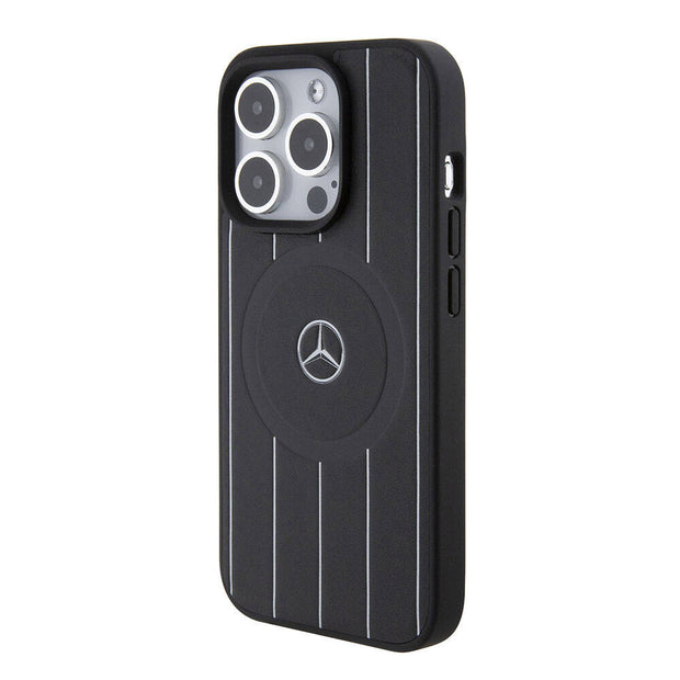 Mercedes Benz iPhone 15 Pro Paralel Çizgili Deri MagSafe Uyumlu Kılıf – Fotoğraf 2