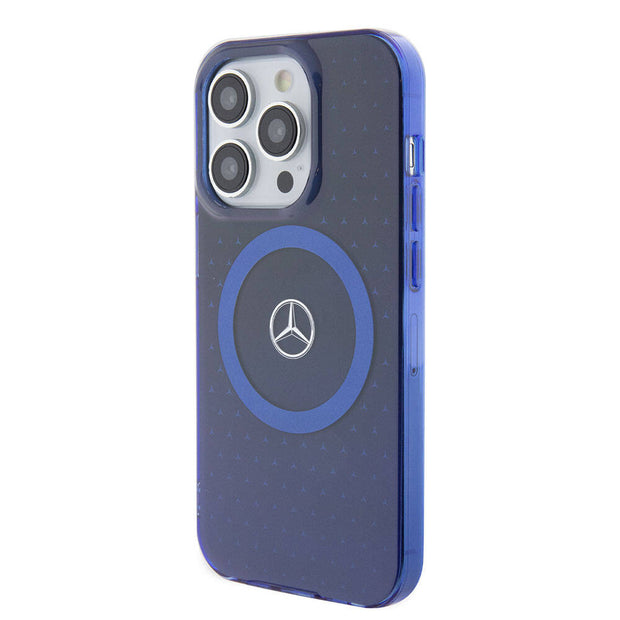 Apple iPhone 15 Pro Kılıf Mercedes Benz Orjinal Lisanslı M-safe Şarj Özellikli Çift Katmanlı Mavi Yıldız Desenli Kapak – Fotoğraf 2