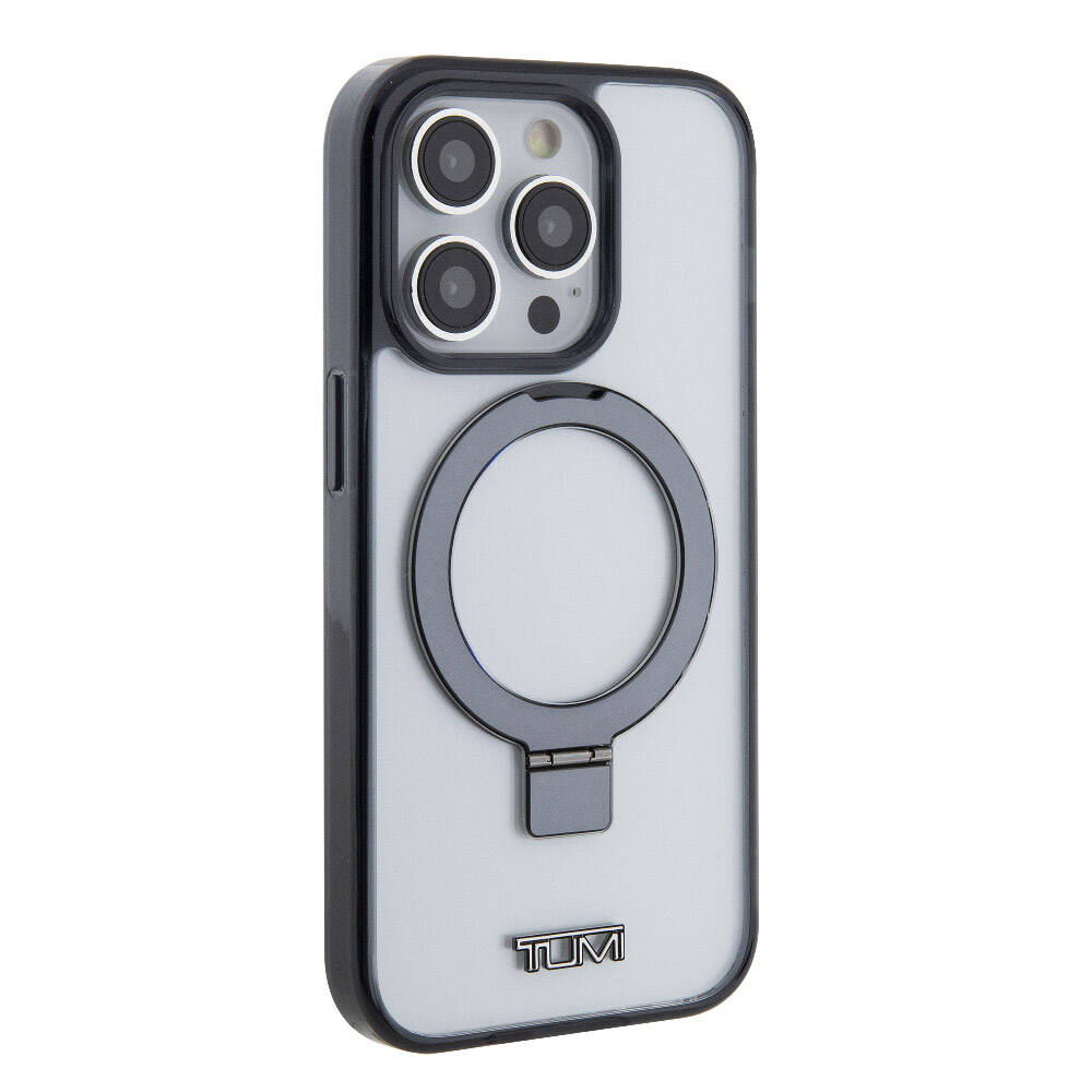 TUMI iPhone 15 Pro Metal Logolu Ring Standlı Silikon MagSafe Uyumlu Kılıf – Fotoğraf 4