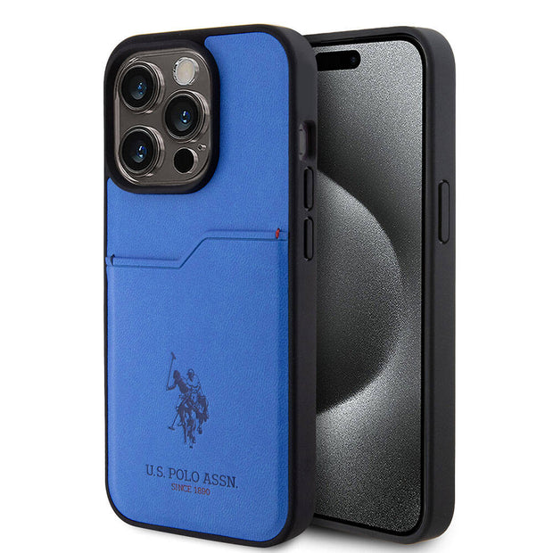 U.S. Polo Assn. iPhone 15 Pro Logolu PU Kartlıklı Kılıf