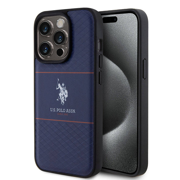 U.S. Polo Assn. iPhone 15 Pro Deri Şeritli Logolu Kılıf – Fotoğraf 1