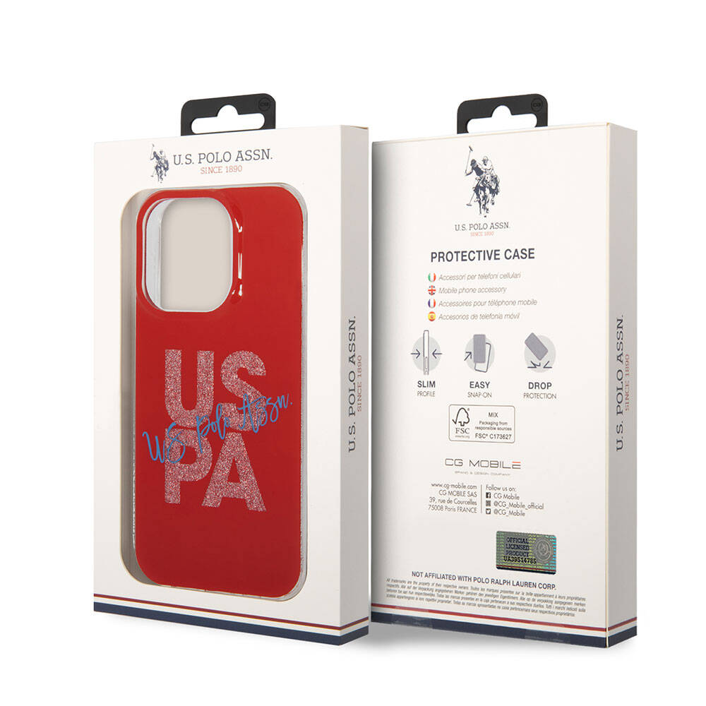 U.S. Polo Assn. iPhone 15 Pro Simli Parlak Alfabe Kılıf
