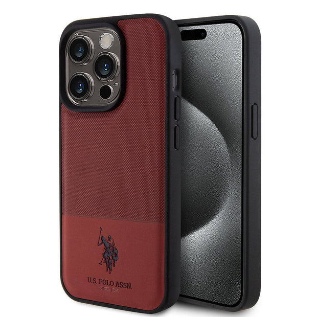 U.S. Polo Assn. iPhone 15 Pro Örgü Desenli Suni Deri Kılıf – Fotoğraf 1