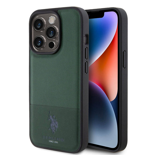 U.S. Polo Assn. iPhone 15 Pro Örgü Desenli Suni Deri Kılıf