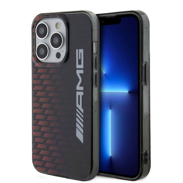 AMG iPhone 15 Pro Max Uyumlu Çift Katmanlı Büyük Logolu Dörtgen Şerit Desenli Kılıf – Fotoğraf 1