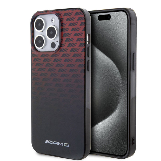 AMG iPhone 15 Pro Max Uyumlu Çift Katmanlı Küçük Logolu Dörtgen Şerit Desenli Kılıf – Fotoğraf 1