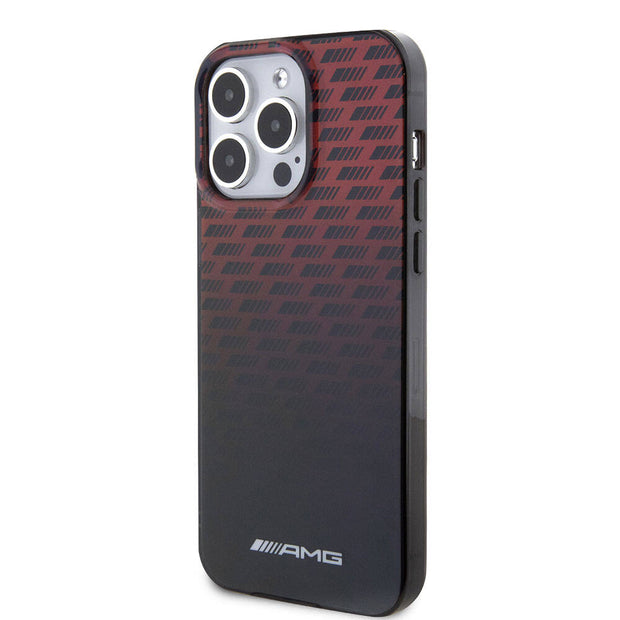 AMG iPhone 15 Pro Max Uyumlu Çift Katmanlı Küçük Logolu Dörtgen Şerit Desenli Kılıf – Fotoğraf 2
