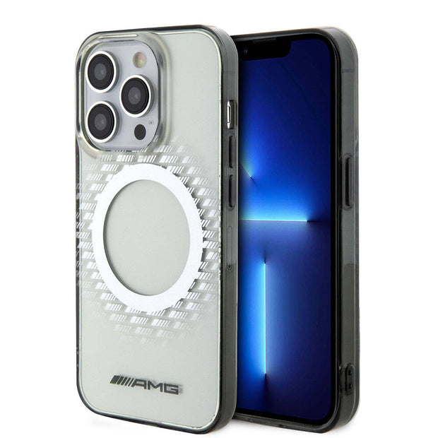 AMG iPhone 15 Pro Max Uyumlu Eşkenar Dörtgen Desenli Şeffaf MagSafe Uyumlu Kılıf – Fotoğraf 1