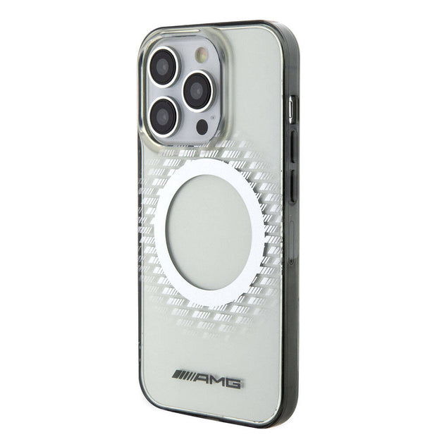 AMG iPhone 15 Pro Max Uyumlu Eşkenar Dörtgen Desenli Şeffaf MagSafe Uyumlu Kılıf – Fotoğraf 2