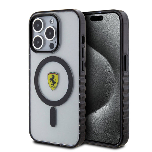 Ferrari iPhone 15 Pro Max Tırtıklı Kenarlı Logolu MagSafe Uyumlu Kılıf – Fotoğraf 7