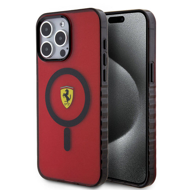 Ferrari iPhone 15 Pro Max Tırtıklı Kenarlı Logolu MagSafe Uyumlu Kılıf – Fotoğraf 13