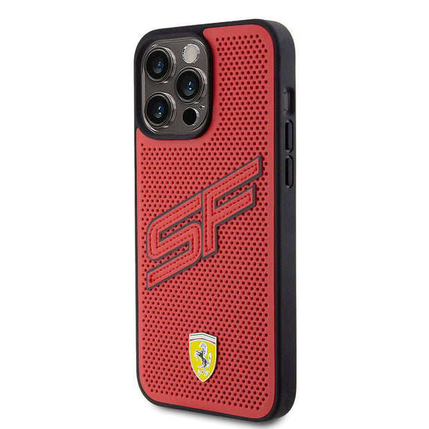 Ferrari iPhone 15 Pro Max Büyük SF Yazılı Delikli Dikişli PU Kılıf – Fotoğraf 2