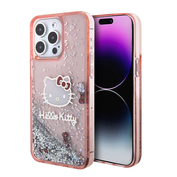Hello Kitty iPhone 15 Pro Max Sıvılı Glitter Kılıf – Fotoğraf 7