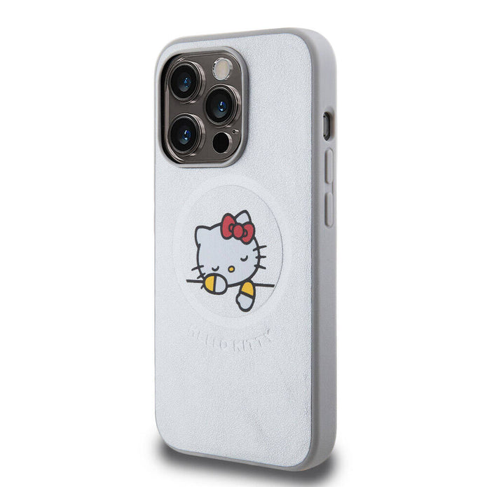 Hello Kitty iPhone 15 Pro Max Uyuyan Kitty Deri MagSafe Uyumlu Kılıf – Fotoğraf 2