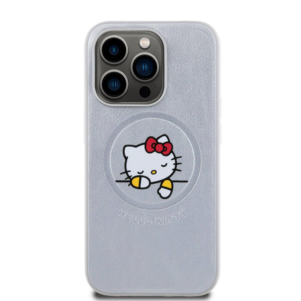Hello Kitty iPhone 15 Pro Max Uyuyan Kitty Deri MagSafe Uyumlu Kılıf – Fotoğraf 3