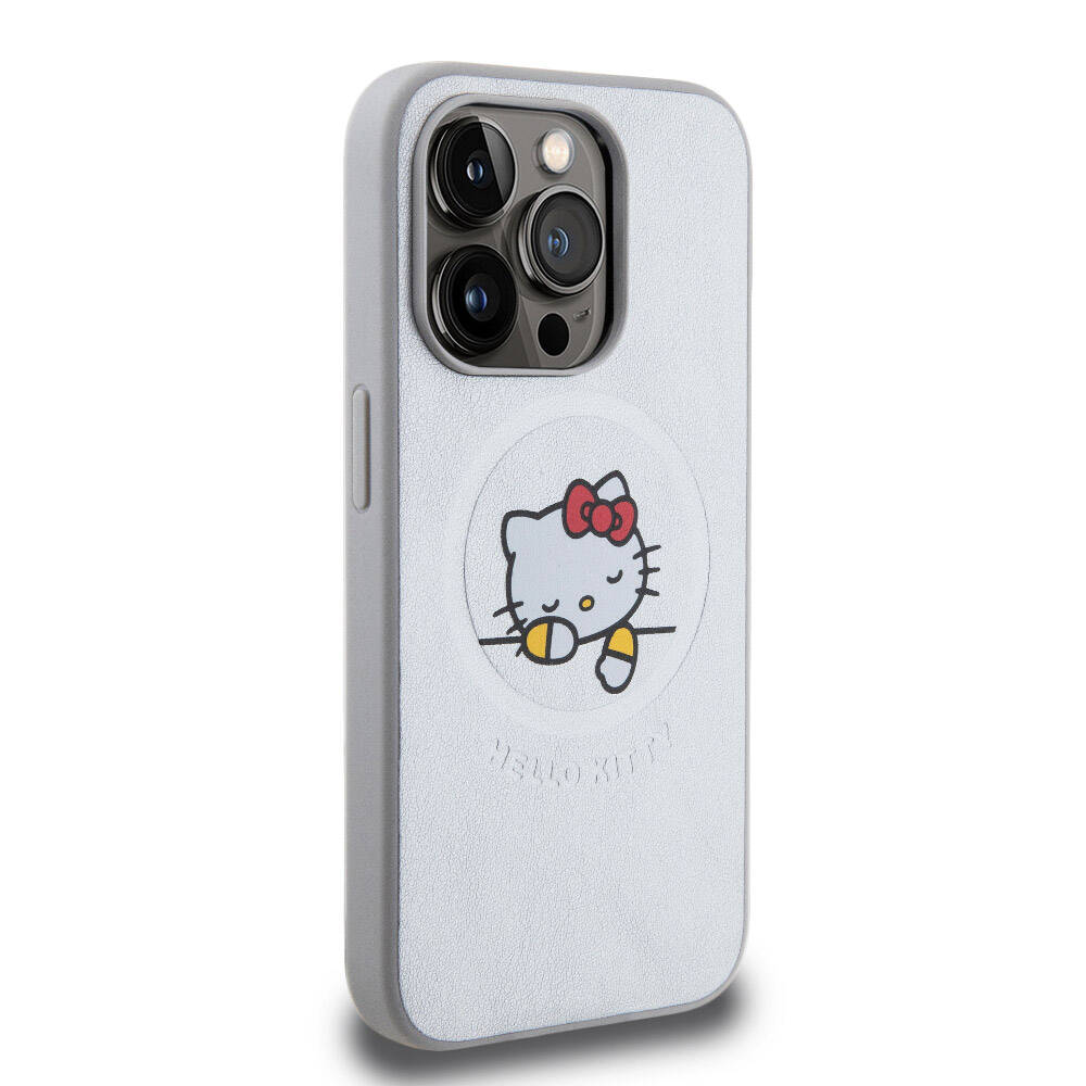 Hello Kitty iPhone 15 Pro Max Uyuyan Kitty Deri MagSafe Uyumlu Kılıf – Fotoğraf 4