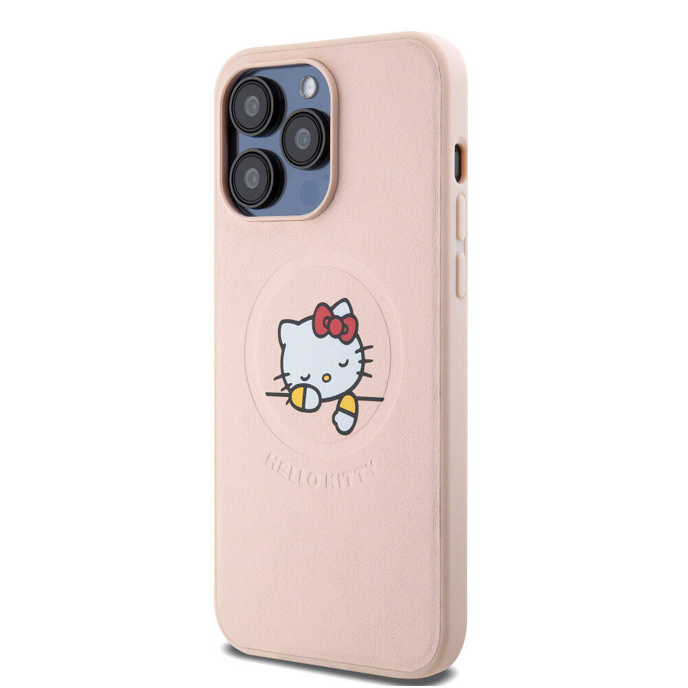 Hello Kitty iPhone 15 Pro Max Uyuyan Kitty Deri MagSafe Uyumlu Kılıf – Fotoğraf 8