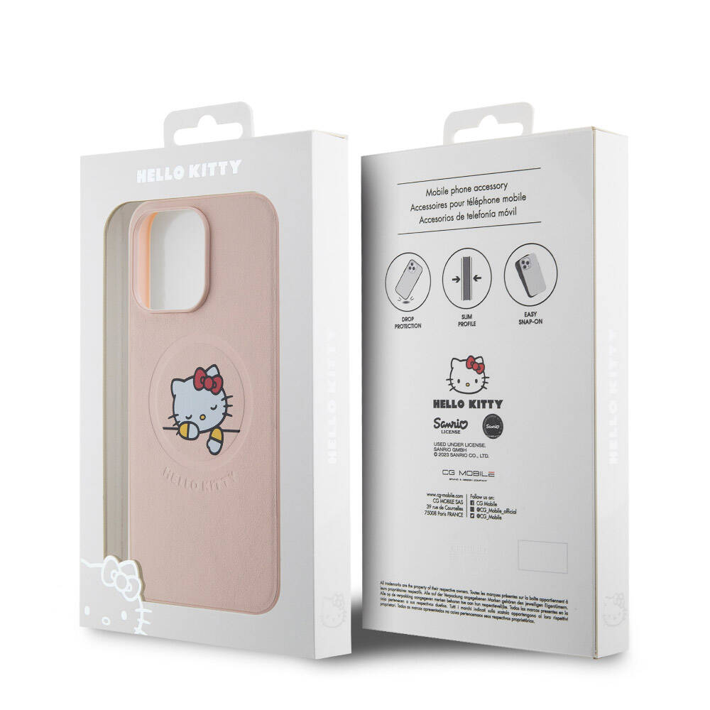 Hello Kitty iPhone 15 Pro Max Uyuyan Kitty Deri MagSafe Uyumlu Kılıf – Fotoğraf 12