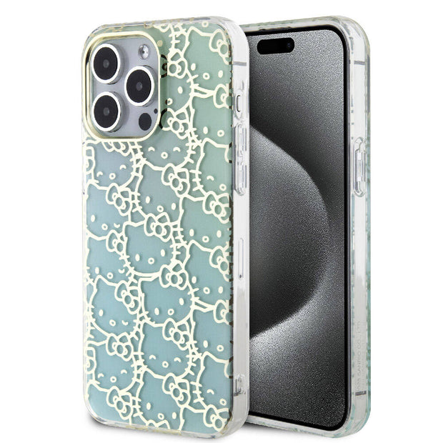 Hello Kitty iPhone 15 Pro Max Renk Geçişli Elektroplating Kitty Head Kılıf – Fotoğraf 1