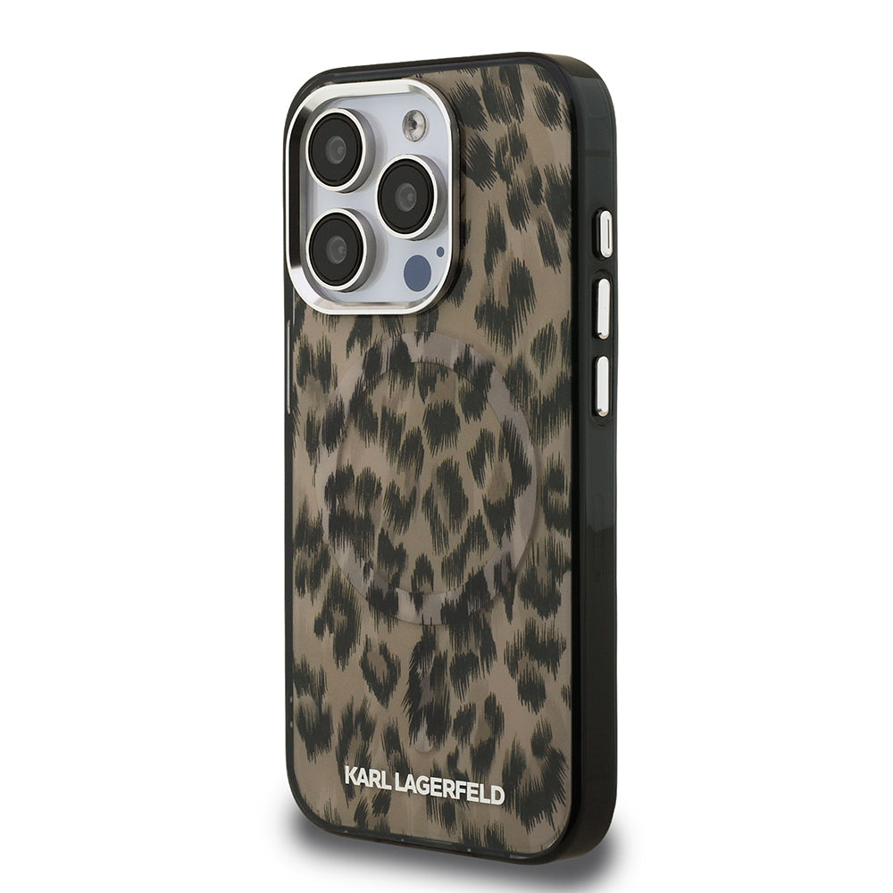 Karl Lagerfeld iPhone 15 Pro Max Leopar Baskılı Kılıf