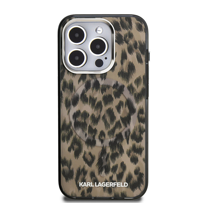 Karl Lagerfeld iPhone 15 Pro Max Leopar Baskılı Kılıf