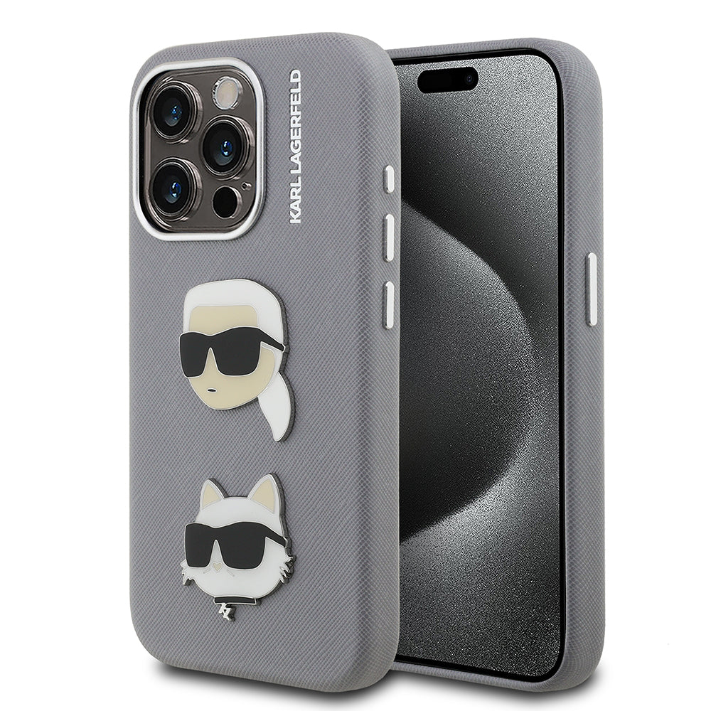 Karl Lagerfeld iPhone 15 Pro Max K&C Heads Pin Kılıf