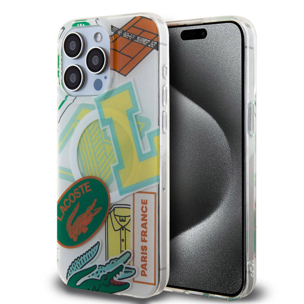 Lacoste iPhone 15 Pro Max Yama Desenli Çift Katmanlı MagSafe Uyumlu Kılıf – Fotoğraf 1