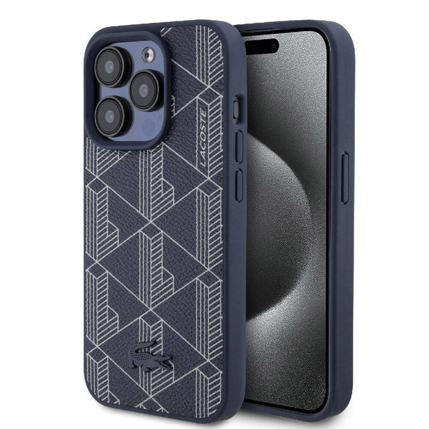 Lacoste iPhone 15 Pro Max Karışık Monogram PU Deri MagSafe Uyumlu Kılıf – Fotoğraf 1
