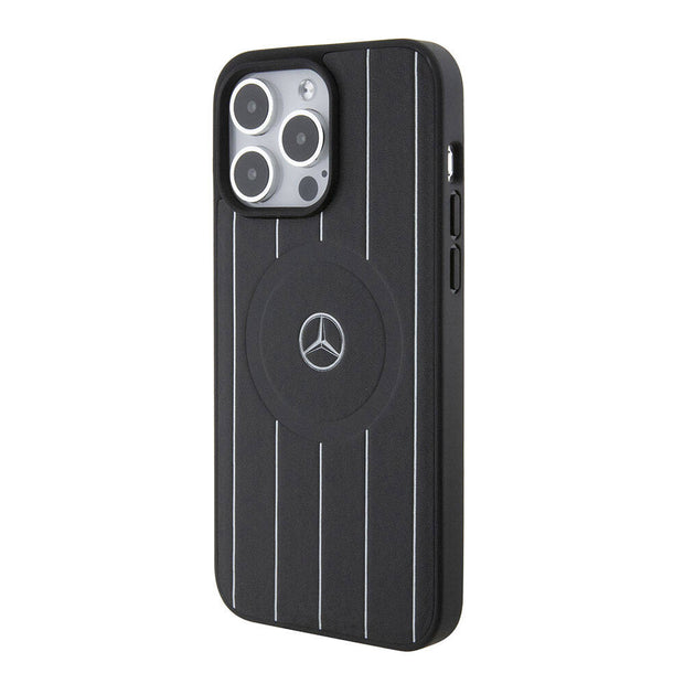 Mercedes Benz iPhone 15 Pro Max Paralel Çizgili Deri MagSafe Uyumlu Kılıf – Fotoğraf 2