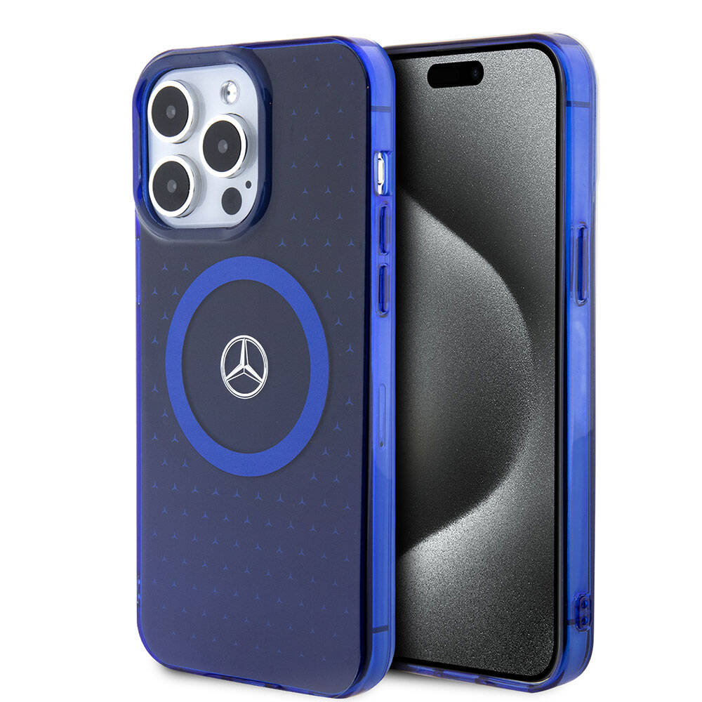 Mercedes Benz iPhone 15 Pro Max Mavi Yıldız Çift Katmanlı MagSafe Uyumlu Kılıf – Fotoğraf 1