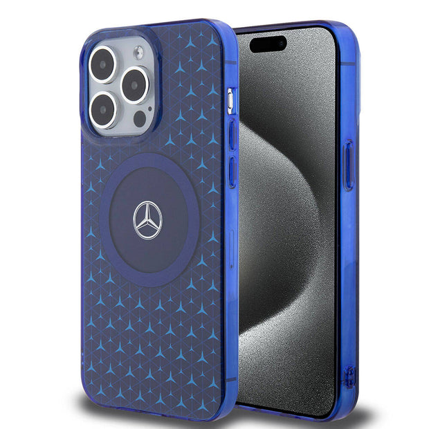 Apple iPhone 15 Pro Max Kılıf Mercedes Benz Orjinal Lisanslı M-safe Şarj Özellikli Çift Katmanlı Mini Yıldız Desenli Kapak – Fotoğraf 1