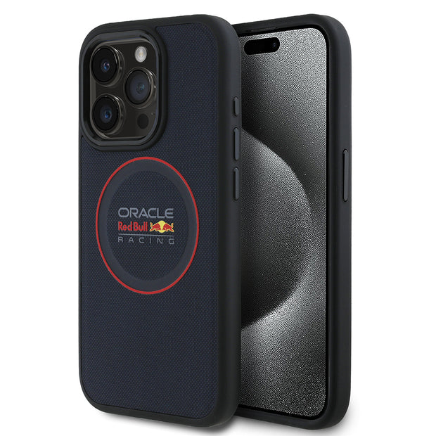 Red Bull Racing iPhone 15 Pro Max Kırmızı Halkalı Kabartmalı PU Deri MagSafe Uyumlu Kılıf – Fotoğraf 1