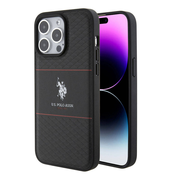 U.S. Polo Assn. iPhone 15 Pro Max Deri Şeritli Logolu Kılıf – Fotoğraf 1