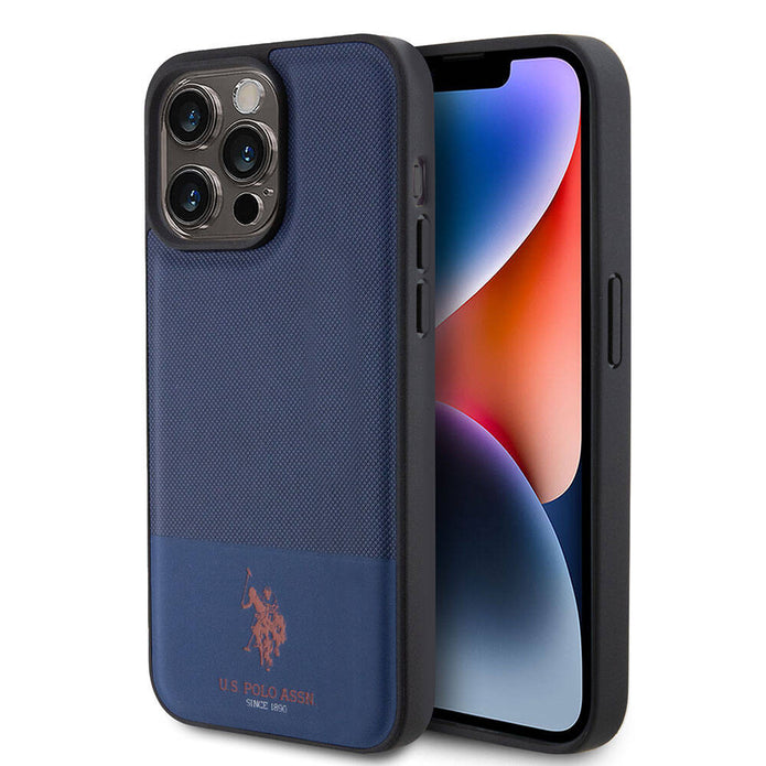 U.S. Polo Assn. iPhone 15 Pro Max Örgü Desenli Suni Deri Kılıf – Fotoğraf 1