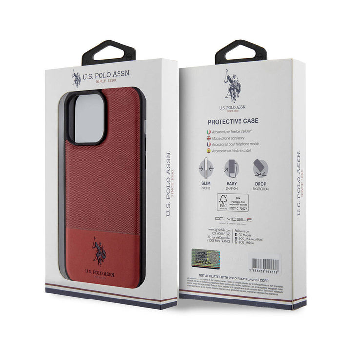 U.S. Polo Assn. iPhone 15 Pro Max Örgü Desenli Suni Deri Kılıf