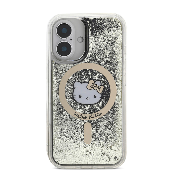 Hello Kitty iPhone 16 Altın Ateşi IML Sıvılı Simli MagSafe Uyumlu Kılıf – Fotoğraf 3