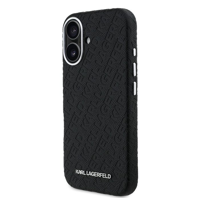 Karl Lagerfeld iPhone 16 Damgalı PU Deri Metal Yazı Logolu Kılıf