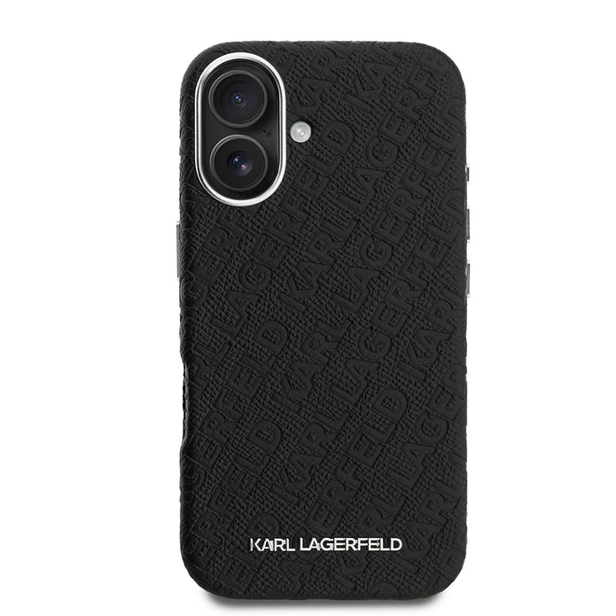Karl Lagerfeld iPhone 16 Damgalı PU Deri Metal Yazı Logolu Kılıf