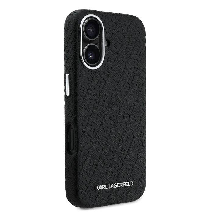 Karl Lagerfeld iPhone 16 Damgalı PU Deri Metal Yazı Logolu Kılıf