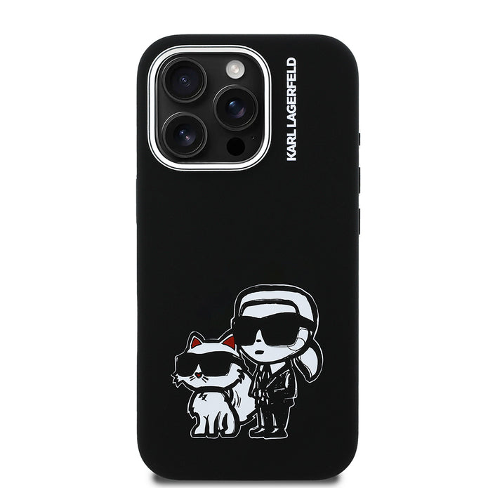 Karl Lagerfeld iPhone 16 Pro Karl & Choupette Sketch Logolu Silikon Kılıf