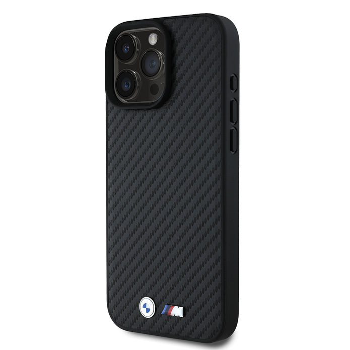 BMW iPhone 16 Pro Max Karbon Fiber Görünümlü Deri MagSafe Uyumlu Kılıf – Fotoğraf 2