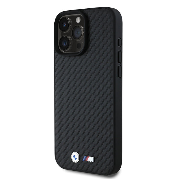 BMW iPhone 16 Pro Max Karbon Fiber Görünümlü Deri MagSafe Uyumlu Kılıf – Fotoğraf 2